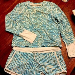 Athleta Girl Rashguard + shorts - teal/blue
